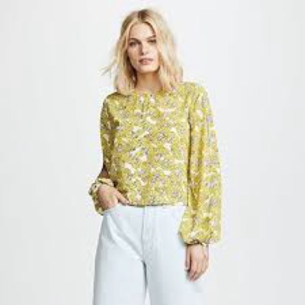 Robert Rodriguez Yellow Green Blouse with Long Sleeves